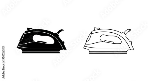Black and white iron, flat iron, steam iron, electric iron, ironing, household appliance Vector