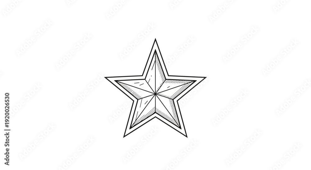 Fototapeta premium Hand-Drawn Star Icon, Sketchy Five-Pointed Star, Graphic Element, Isolated on White