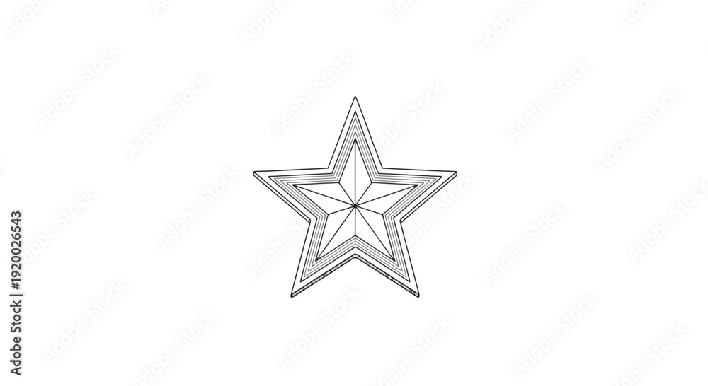 Fototapeta premium Hand-Drawn Star Illustration with Geometric Layers and Shading