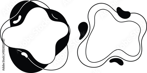 black and white abstract shapes with smooth curves and rounded edges