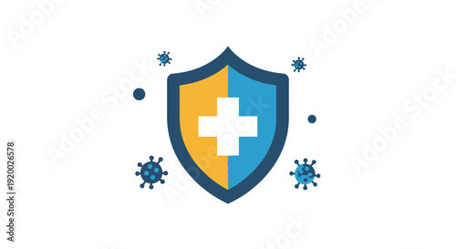 Medical shield icon symbolizing health protection and immunity against viruses.