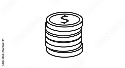 A stack of coins with a dollar sign minimalist illustration silhouette