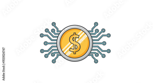 Digital currency with a dollar sign a modern financial concept silhouette