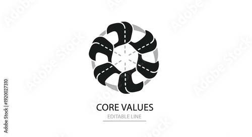 Circular road design with text a compelling visual silhouette