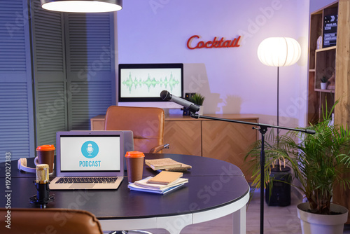 Podcaster's workplace with ...
