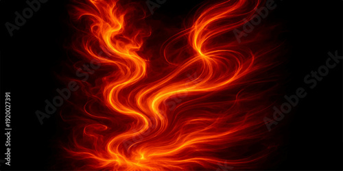 Fiery orange and red flames burn with intense heat as an abstract texture against a black background, creating a hot inferno blaze full of energy for a powerful element wallpaper