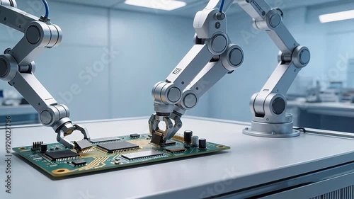 Wallpaper Mural Robotic arms assembling circuit board Torontodigital.ca