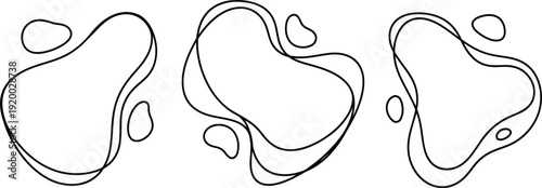 Black liquid blobs with rounded shapes and smooth lines