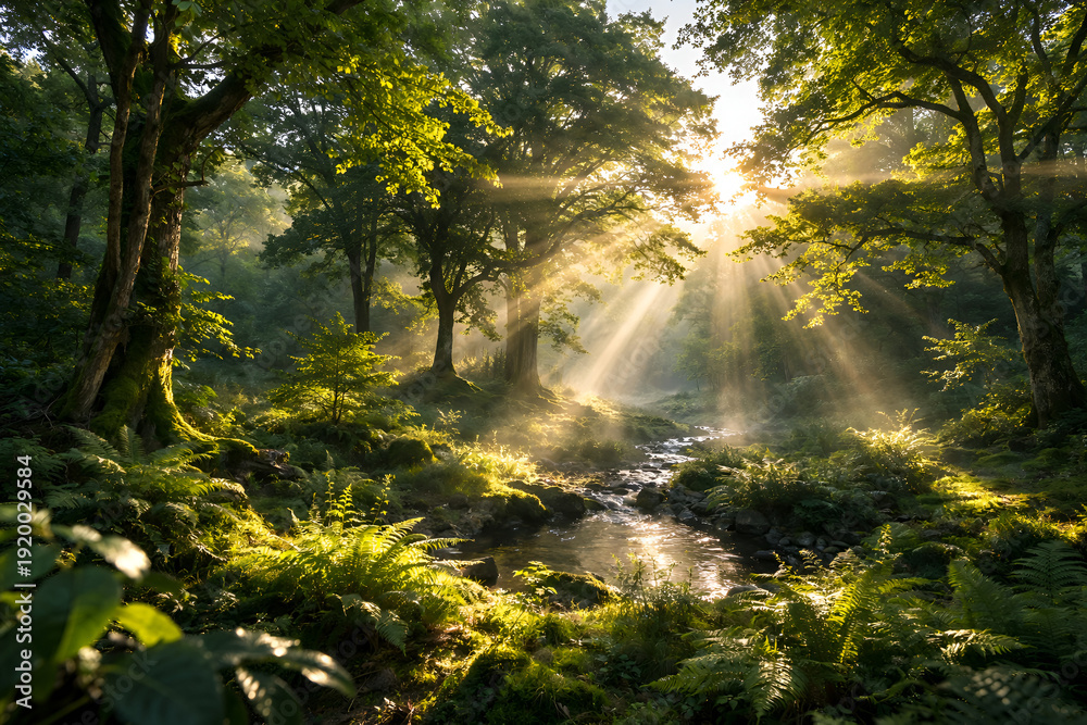 Fototapeta premium sun rays in the forest