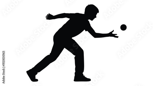 A silhouette of a person throwing a ball in a dynamic action pose. isolated on white background, Vector