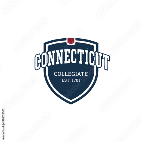 Connecticut Collegiate Emblem: The emblem showcases a collegiate shield, symbolizing the esteemed institution's academic heritage and the values it upholds. 