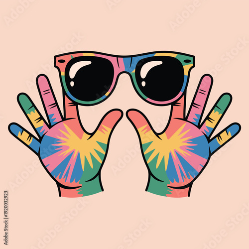 Tie-Dye Hands Wearing Sunglasses