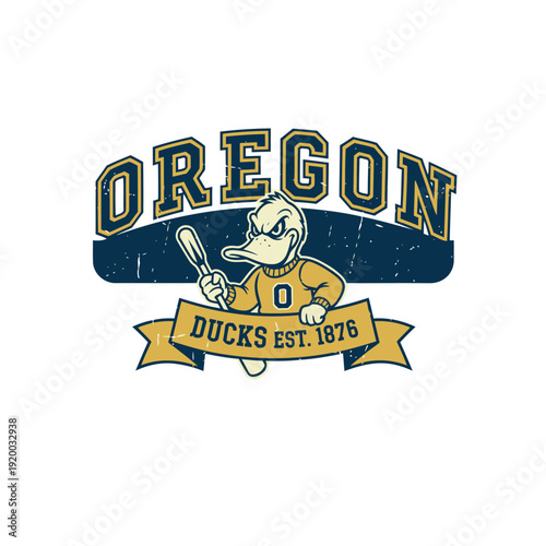 Oregon Ducks Mascot Logo: A dynamic mascot design showcasing the Oregon Ducks, complete with an emblem of team spirit. This image encapsulates the essence of sportsmanship and collegiate pride.