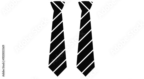 Two diagonally striped ties presented in a stark black silhouette