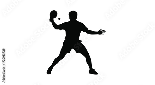 A tennis player preparing to serve captured in black silhouette