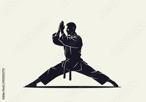 Martial Arts Silhouette Pose – Dynamic Warrior Training Illustration