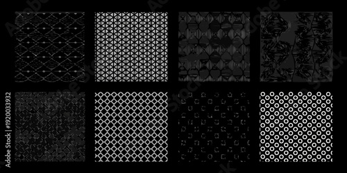 Geometric patterns in grayscale a collection of abstract textured backgrounds