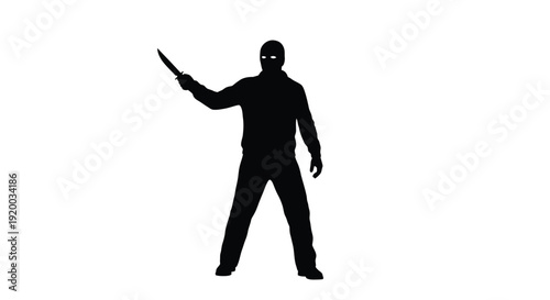 A threatening figure wielding a knife starkly displayed as a silhouette