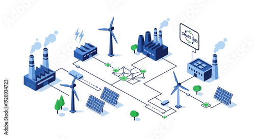 Sustainable Energy Infrastructure with Renewable Sources and Industrial Facilities.