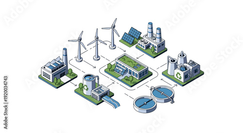 Sustainable Industrial Complex with Renewable Energy Sources.