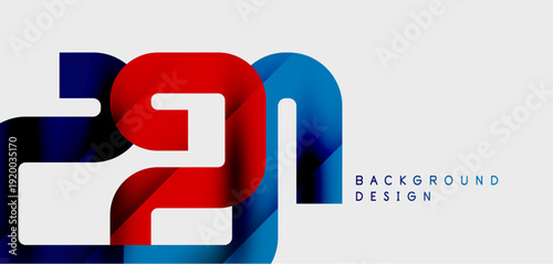 Abstract number design. Bold colors, layered shapes create modern visual impact. Clean background enhances focus.