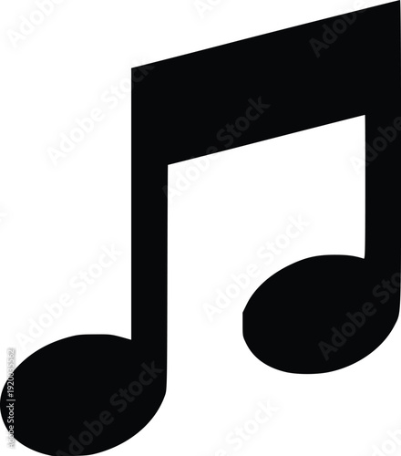 Black Eighth Note Musical Symbol Vector Illustration - Isolated on White Background. Clean Graphic Icon for Music, Melody, Sound, and Audio Concepts. Versatile for Web, Print, a...