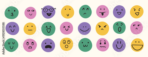 Emotion Learning Icons, Visual Representations Of Feelings For Educational And Activity Purposes, Colorful Emoji Faces Designed To Help Students Recognize And Understand Emotions Effectively