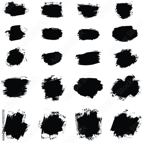 Collection of black brush strokes on white background