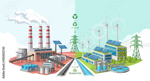 Transitioning from Industrial Pollution to Renewable Energy Sources.