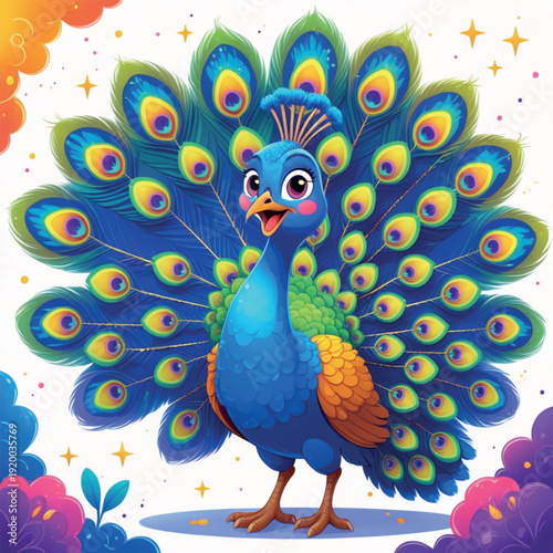 peacock with feathers