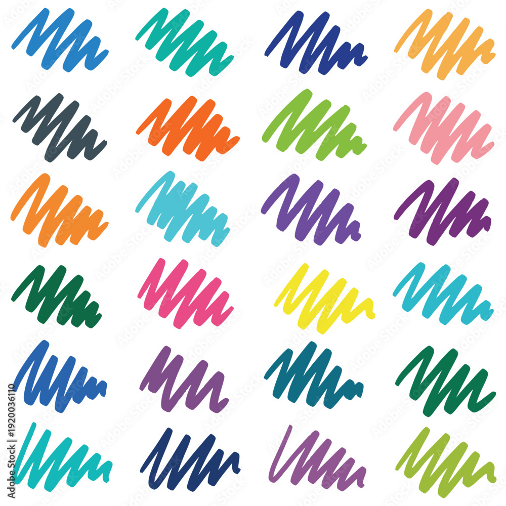 Fototapeta premium Vibrant colorful crayon or marker strokes on white background