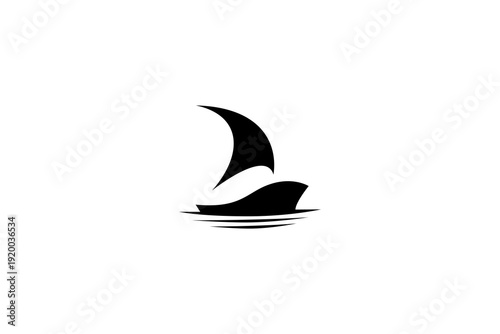 Sailboat ship logo with stars in silhouette vector design style