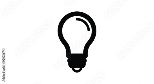 Simple black lightbulb illustration with a clean striking silhouette