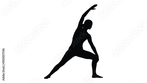 Person performing a yoga pose with one leg bent and arms extended upwards. isolated on white background, Vector