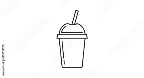 Simple line drawing of a beverage in a plastic cup silhouette