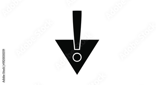 A black downward pointing arrow with a circle simple silhouette