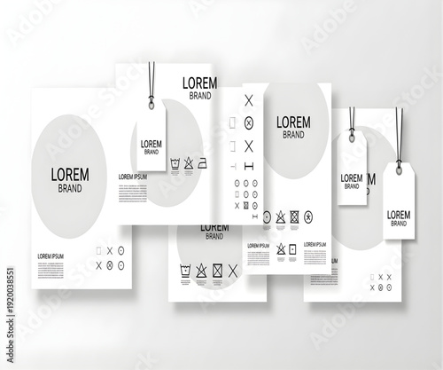 Collection of retro graphic design elements including price tags and vintage typography styles.