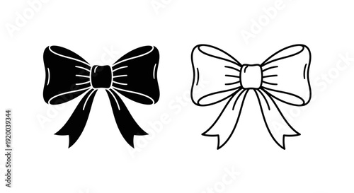 Black and white ribbon bow tie vector illustration Vector