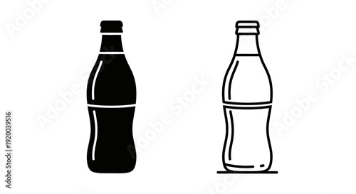 Black and white soda bottle vector illustration for design and branding Vector