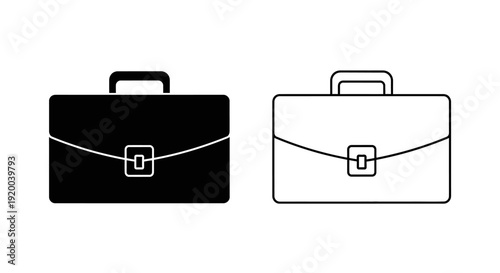 Minimalist briefcase icon set, vector illustration, business symbols, professional design Vector