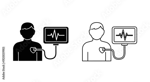Medical monitoring system with heart rate tracking for health care professionals Vector