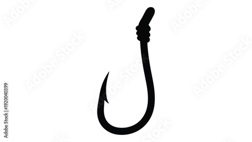 A simple black and white illustration of a fishing hook isolated on white background, Vector