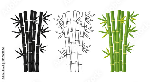 Collection of three distinct sun icons representing a solid silhouette an outline and a brightly colored cartoon graphic perfect for weather applications