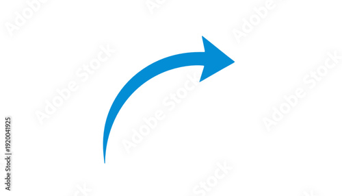 Dynamic and sleek blue curved arrow graphic symbolizing forward motion, next steps, or a directional turn, ideal for navigation, user interfaces, and engaging design elements