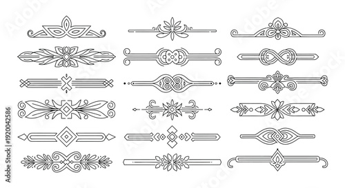 Elegant vector graphic dividers and text separators for vintage decorative design illustration set