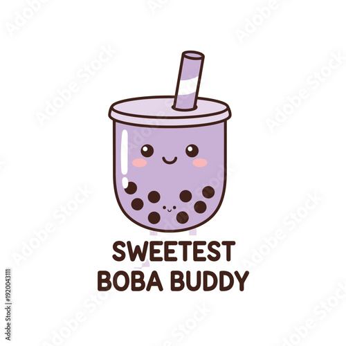 Sweetest Boba Buddy: This illustration features an adorable, smiling boba, exuding joy and friendliness. It’s a playful and whimsical representation of a beloved beverage, ready to brighten any day.
