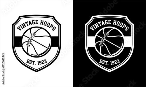 Vintage Hoops Basketball Emblem with Established Date 1923.