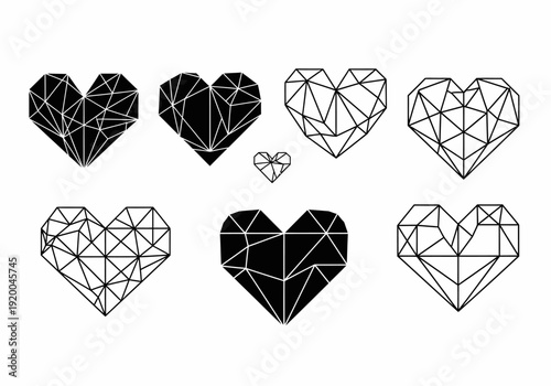 Geometric Heart Shapes in Various Designs.
