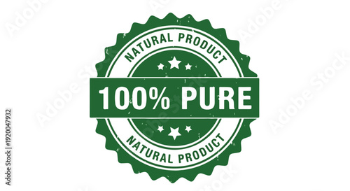 100% Pure Natural Product Green Vector Stamp