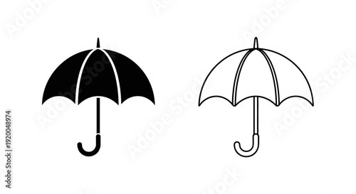 Two black and white umbrellas, minimalist design, vector illustration, stock image Vector